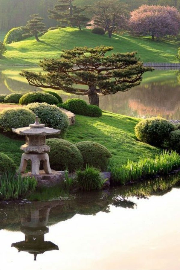 idee jardiniere jardin japonais au bord de l'eau