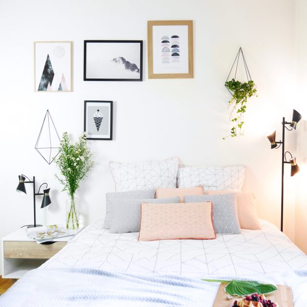 chambre d'ado fille decoration moderne bleu pastel rose poudré