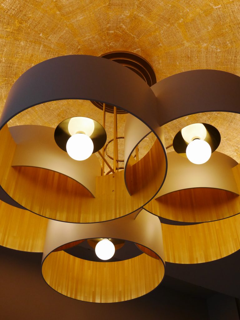 lustre multiple abat-jour doré 5 style retro