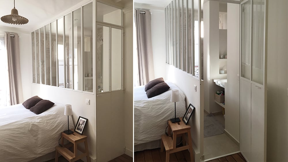 salle de bain avec verriere atelier blanche