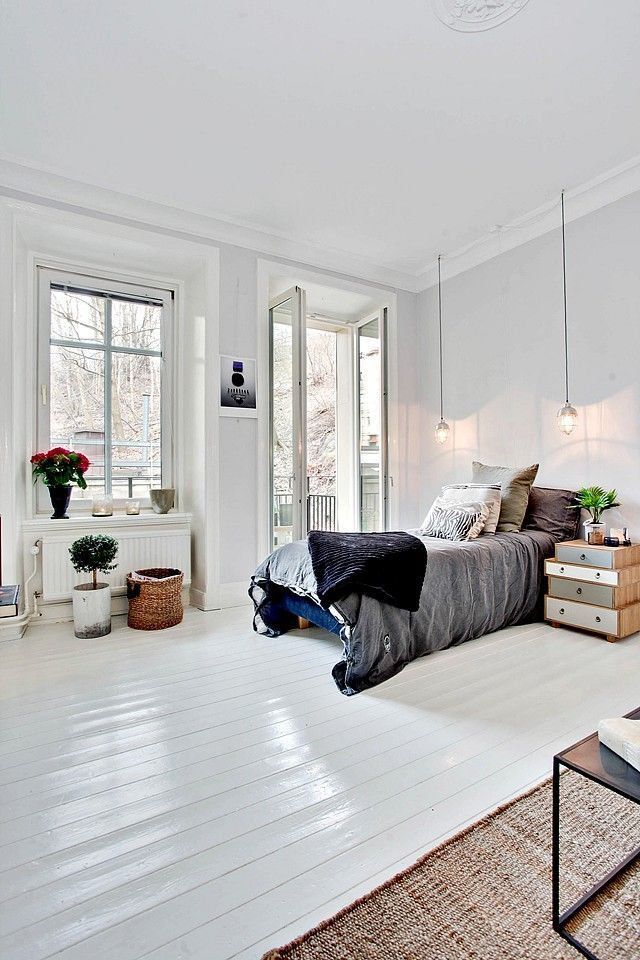 comment peindre un parquet en blanc style scandinave chambre