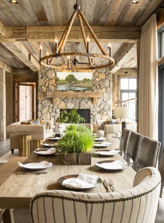 intérieur bois table en bois salon