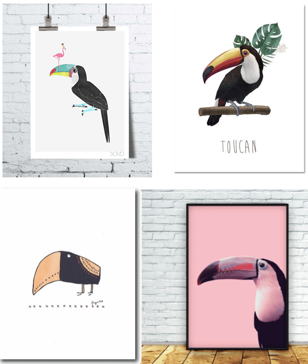 déco toucan affiche coloré graphique dessin