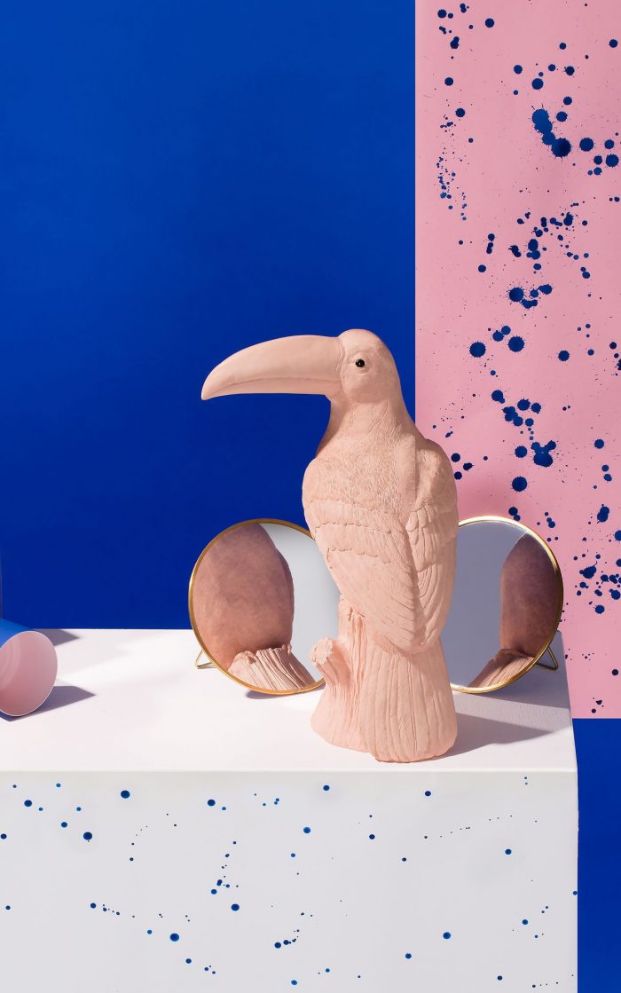 déco toucan tireline rose poudree vintage statue blog