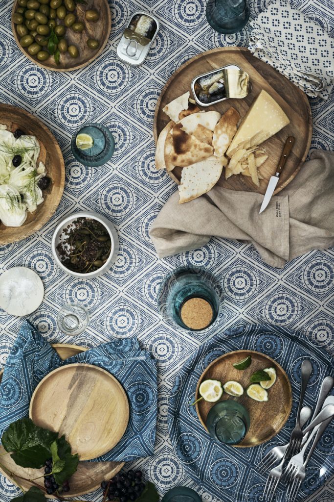 h et m home repas flat lay été