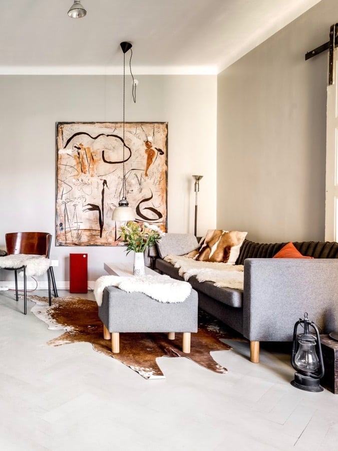 déco industrielle vintage salon boho