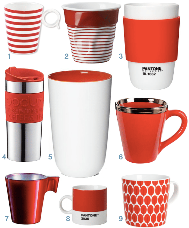 deco cuisine blanche et rouge tasse mug