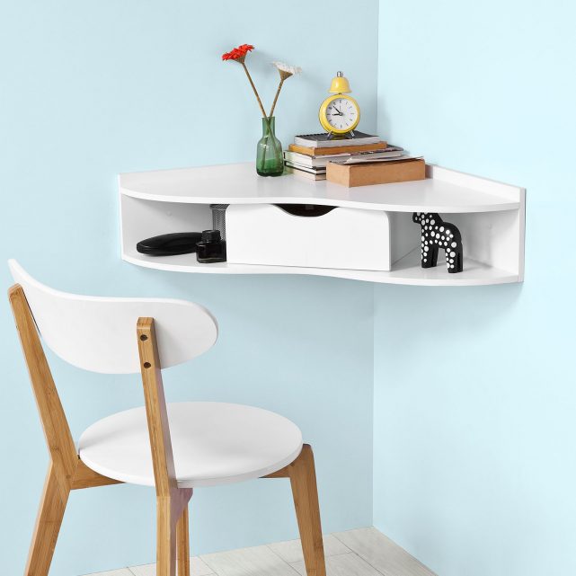 petit buretable angle avec rangement étagère gain place pour travailler - blog décoau d angle suspendu blanc blog deco