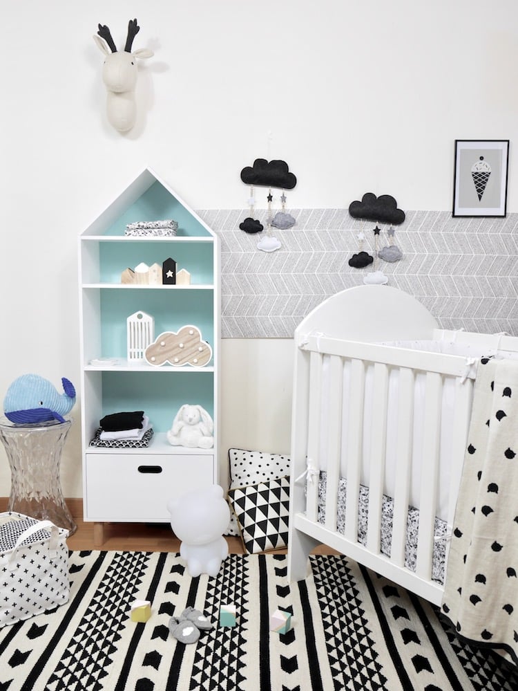 déco chambre bébé en noire et blanche