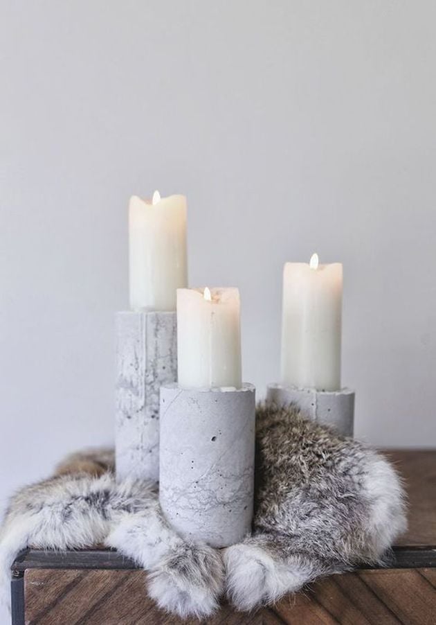 mariage theme hiver bougies bougeoir bois