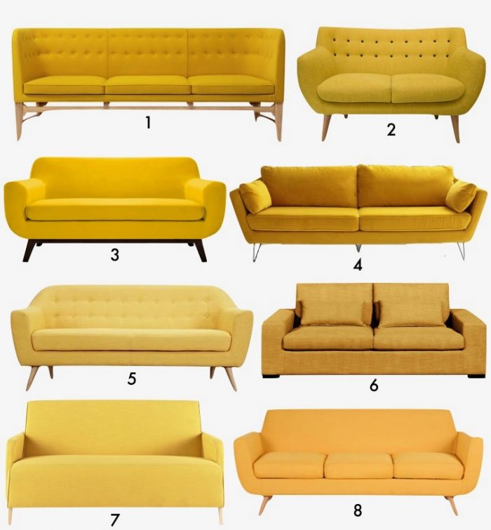 canapé jaune style retro vintage design decoration blog deco clem around the corner