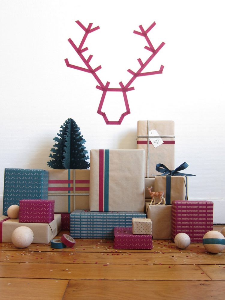 deco tete de cerf masking tape sapin noel diy