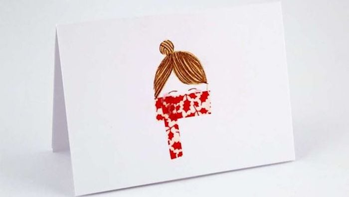 dessin diy carte de voeux femme