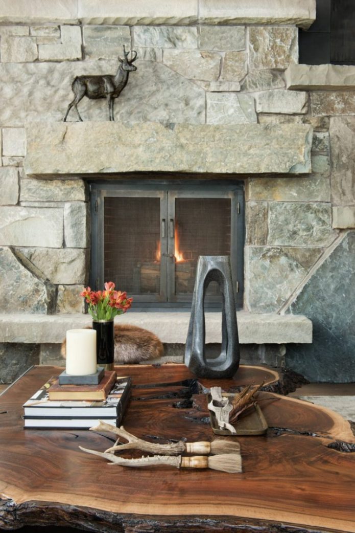 visite deco loft chalet table basse rondin de bois