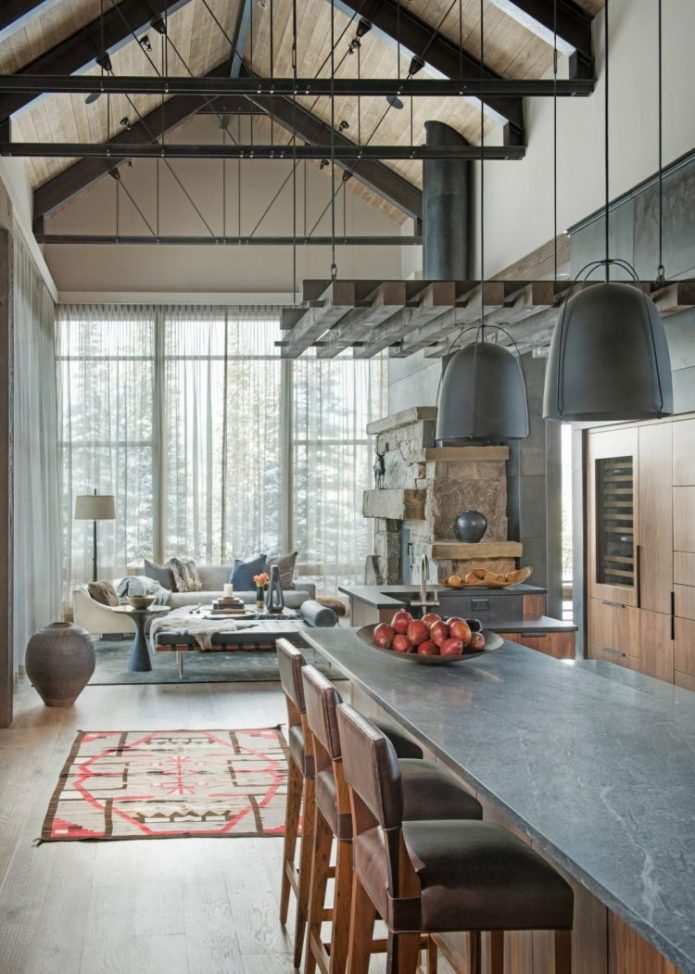 visite deco loft chalet cuisine ouverte style industriel montagne