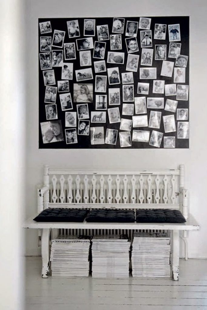 banc dans maison noir et blanc