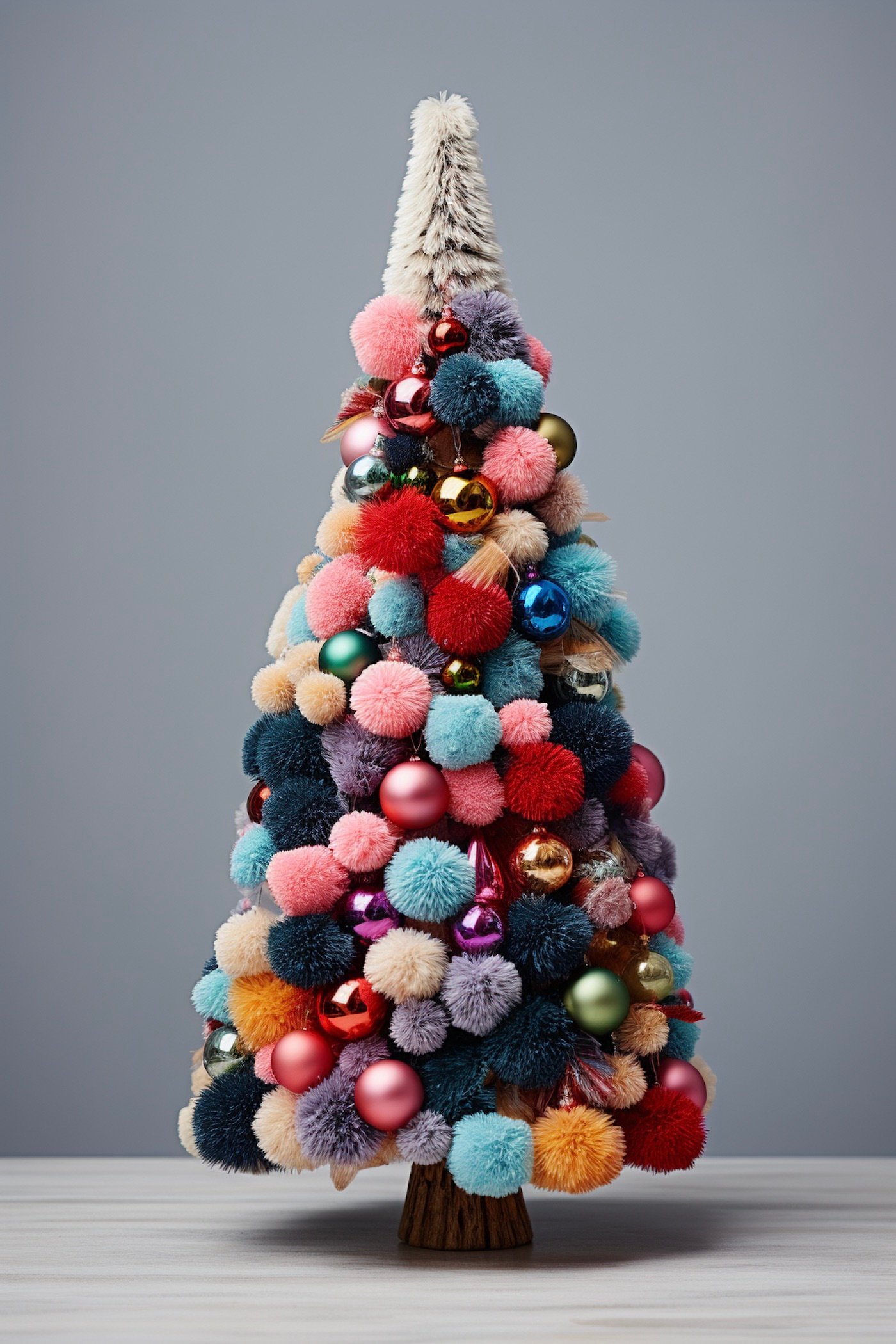 DIY sapin multicolore en pompons laine