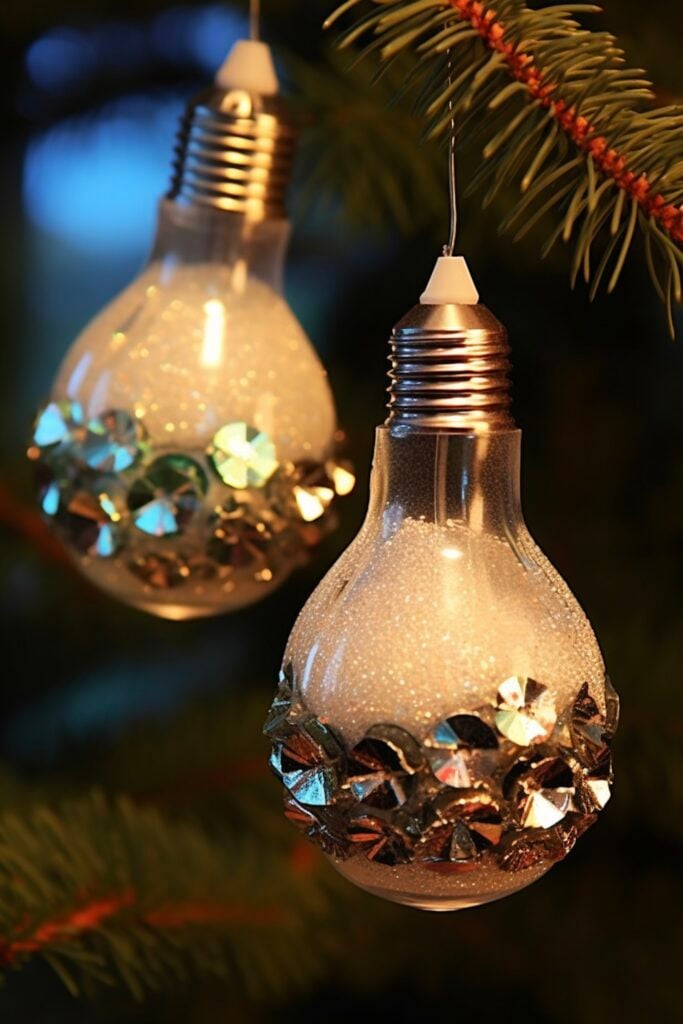 créer ses propres déco de sapin avec des ampoules