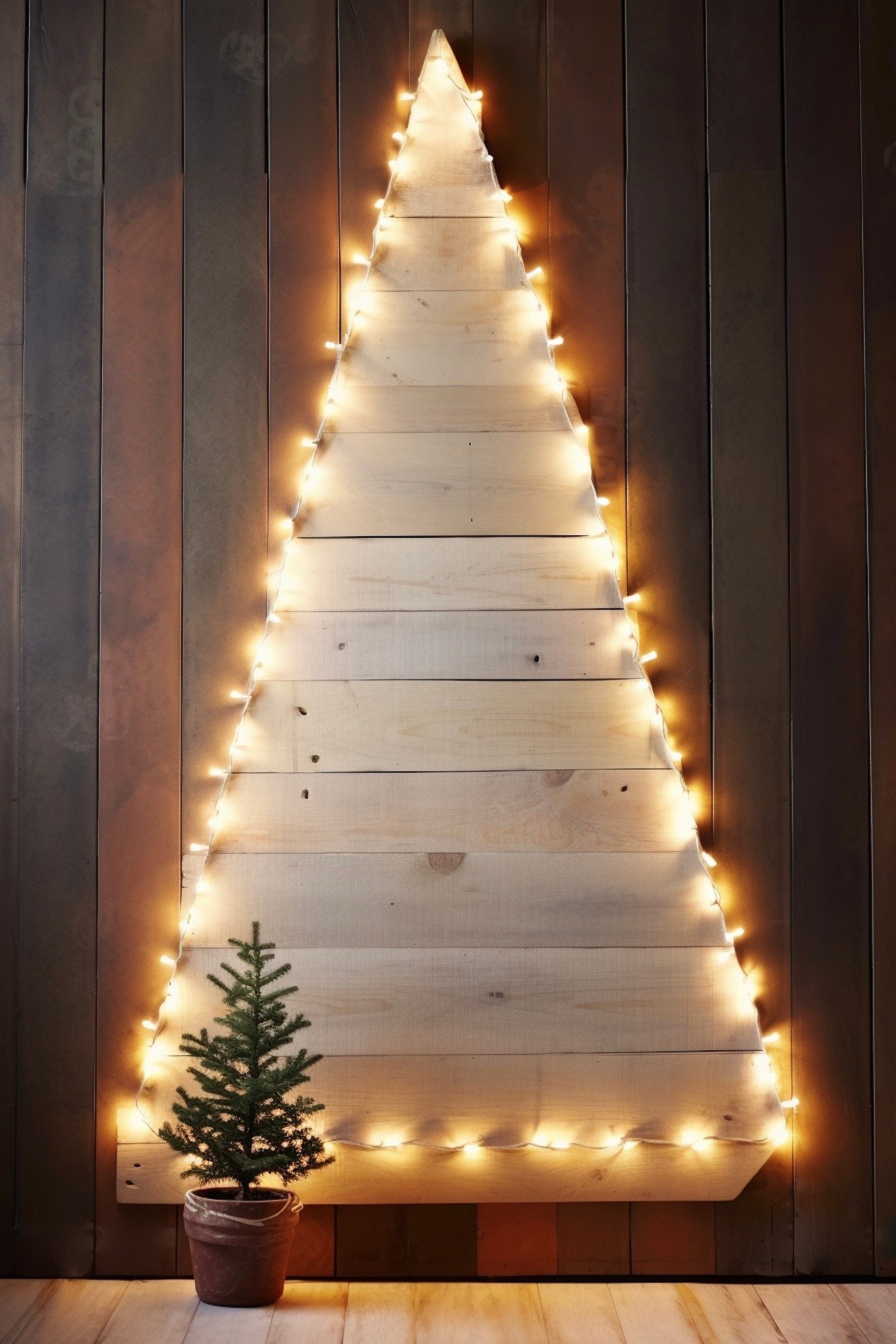 idée déco à faire avec enfant sapin lumineux jardin façade maison