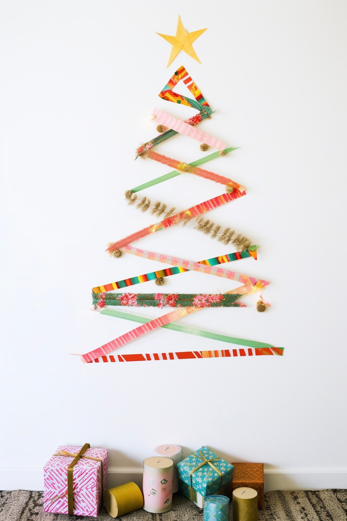 mini sapin en masking tape washi multicolore