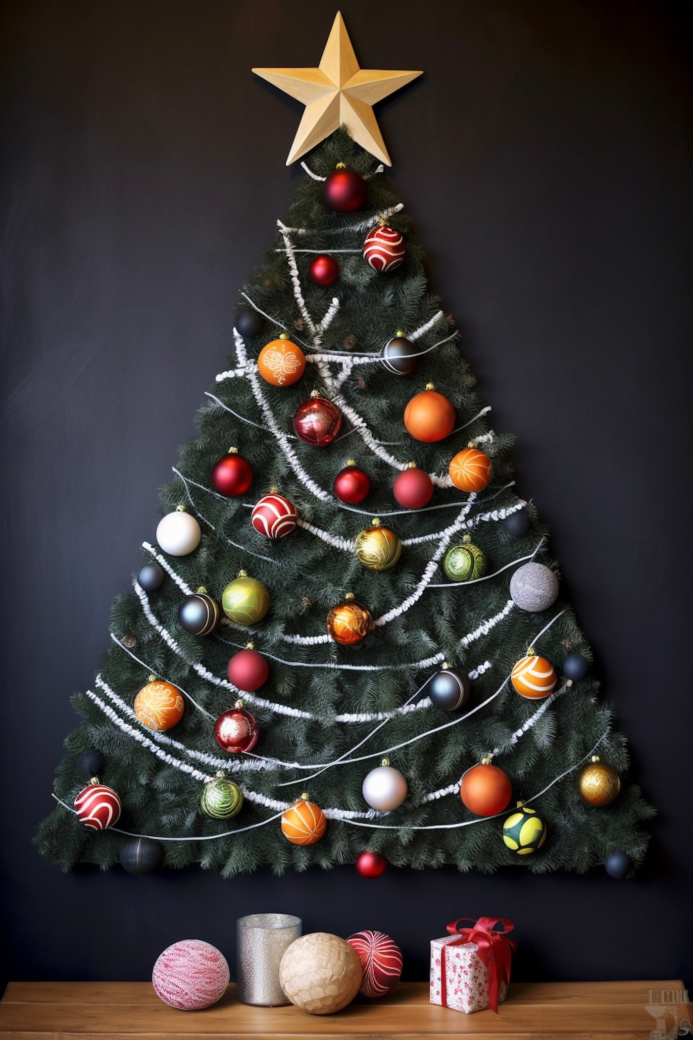 sapin de Noël fait maison plat branchage suspendue