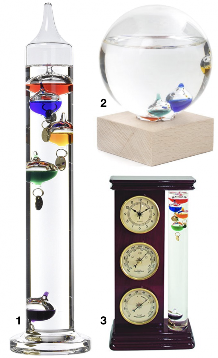 Thermomètre intérieur design galilee verre bille retro vintage