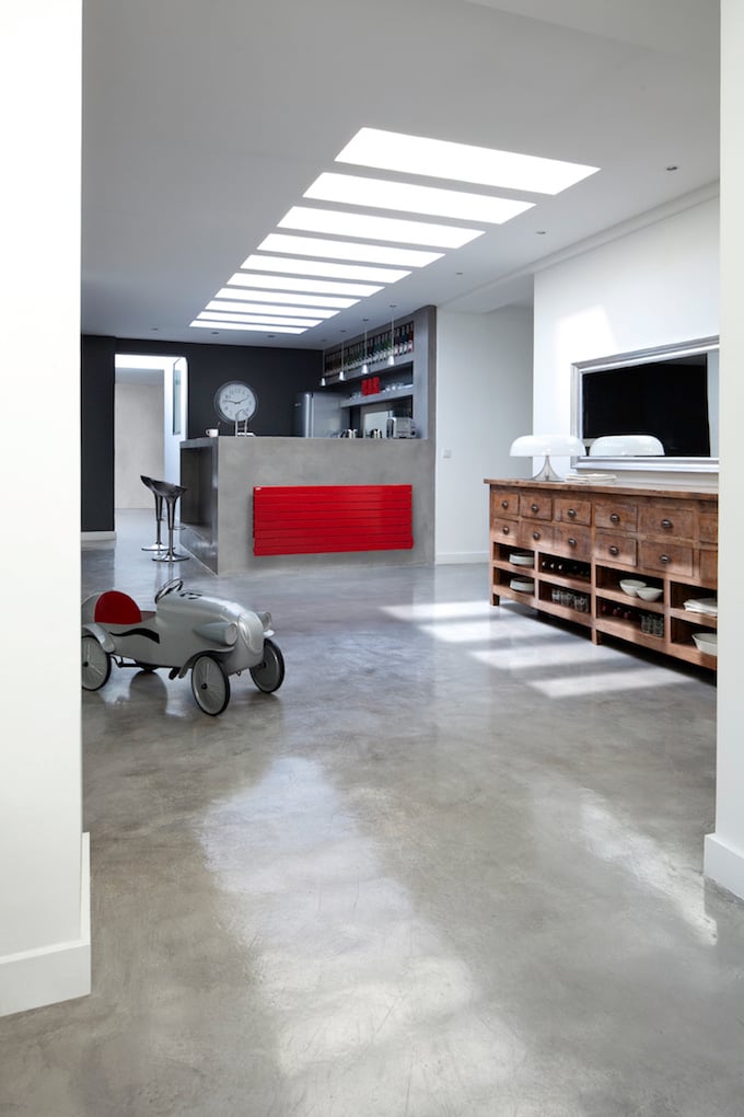 loft design radiateur rouge myacova3d beton cire