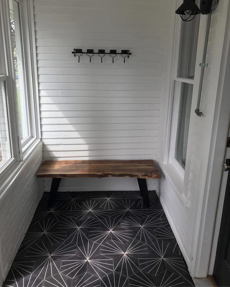 carreaux de ciment pas cher moderne hexagone noir blanc terrasse