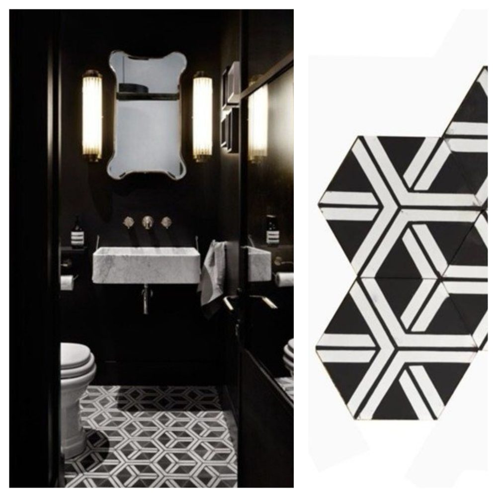 carreaux de ciment pas cher hexagonal noir blanc