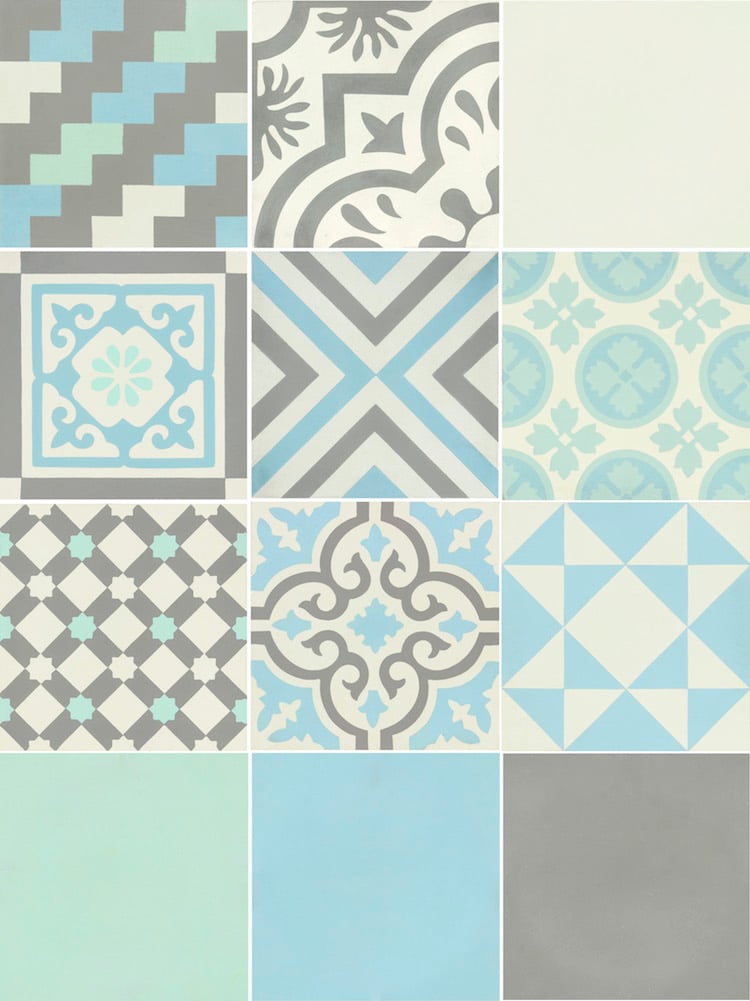 carreaux de ciment pas cher gris bleu mint