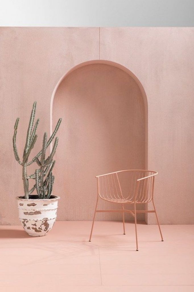 deco rose poudre cactus chaise rose pale blush
