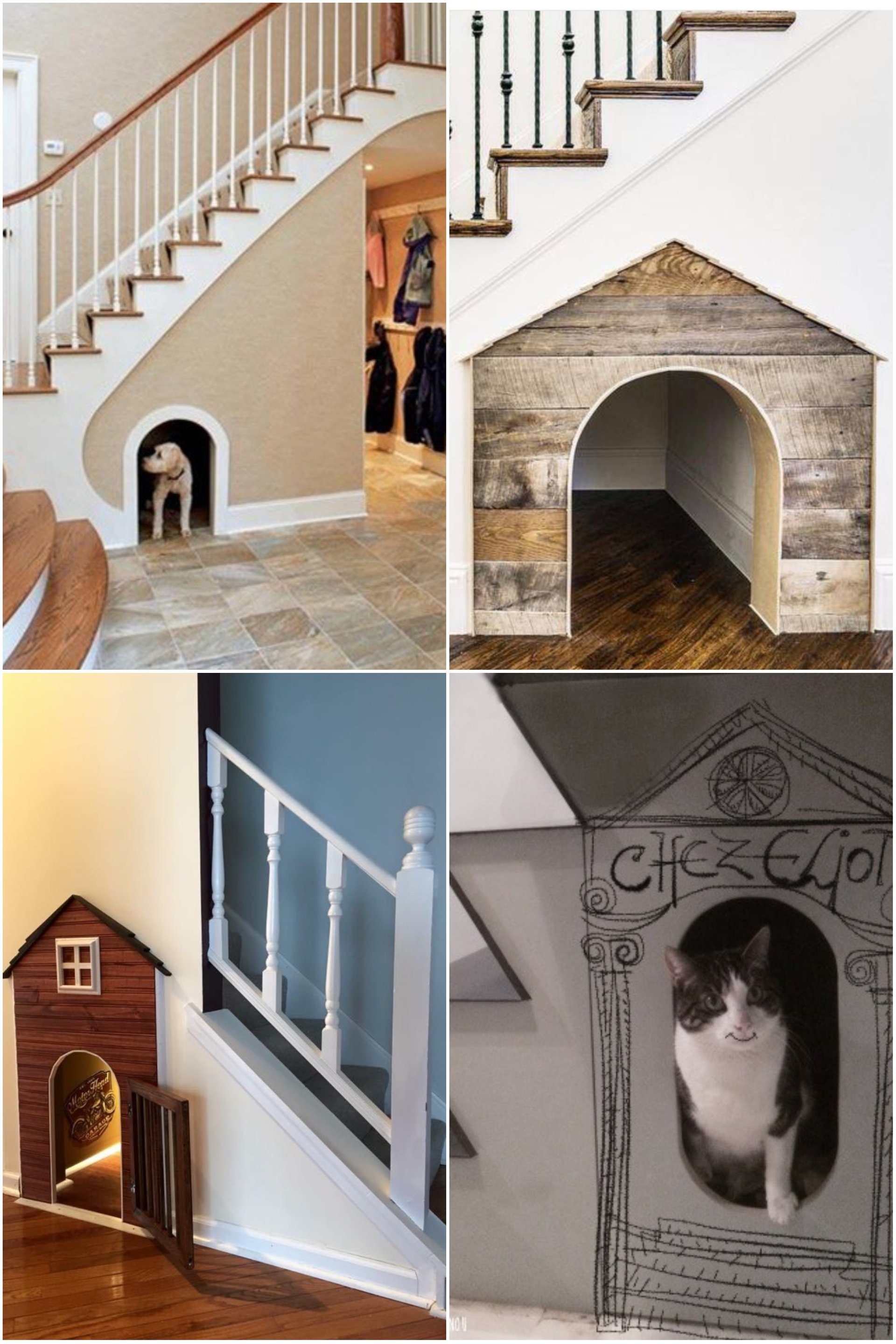 niche chien maison chat aménager un dessous d'escalier