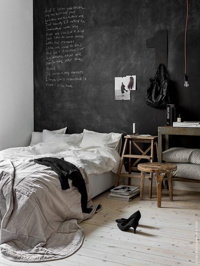 couleur de chambre mur noir ardoise nature brut