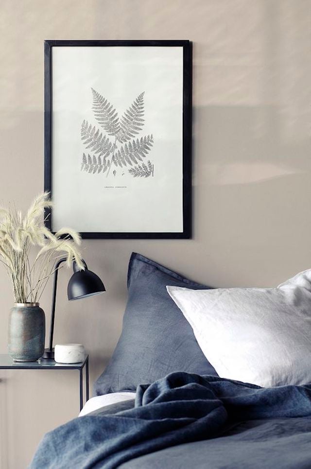 chambre couleur lin peinture mur deco affiche feuille bruyere