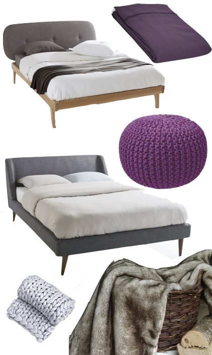 décoration lit design gris chambre violette blog déco clem around the corner