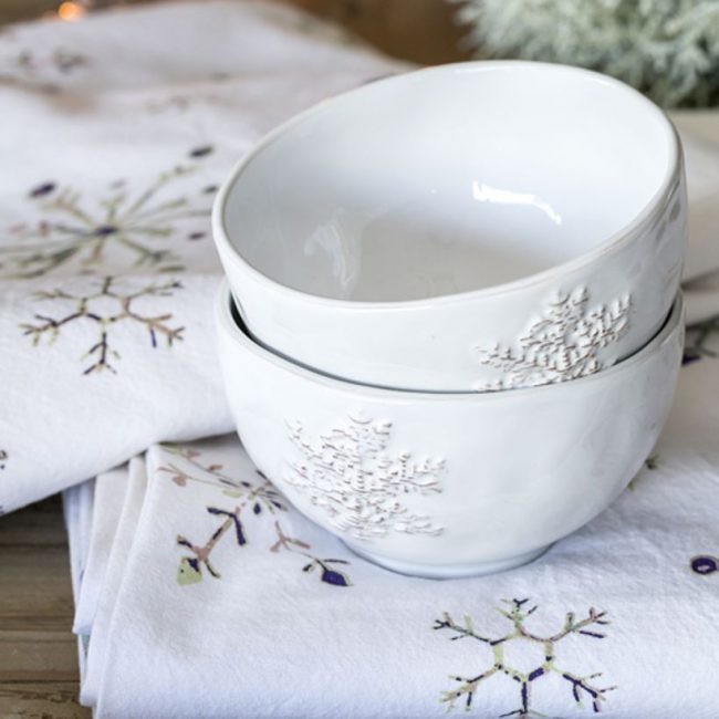 bol deco flocon de neige motif porcelaine