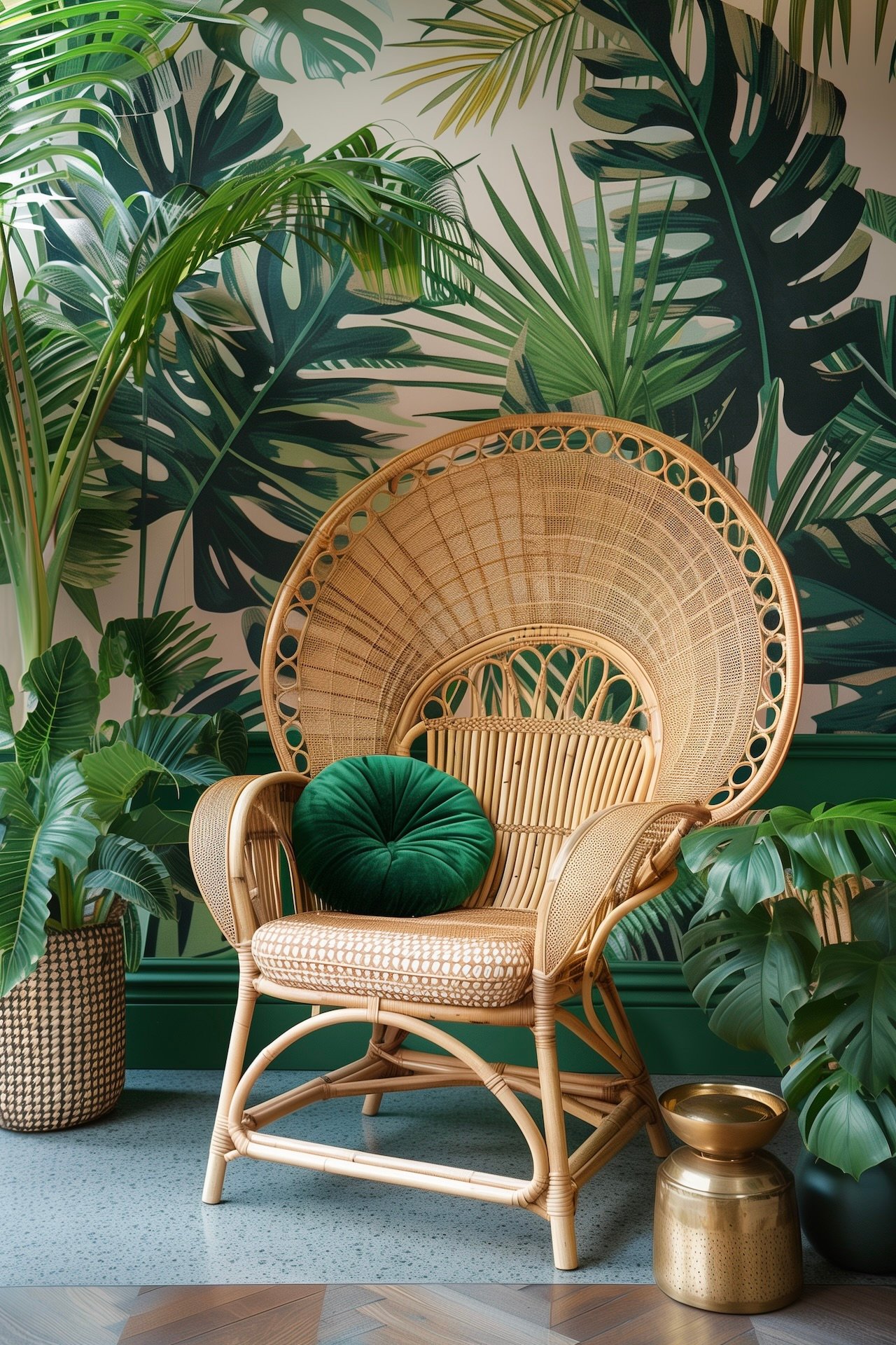 papier-peint jungle espace de lecture détente ambiance tropicale