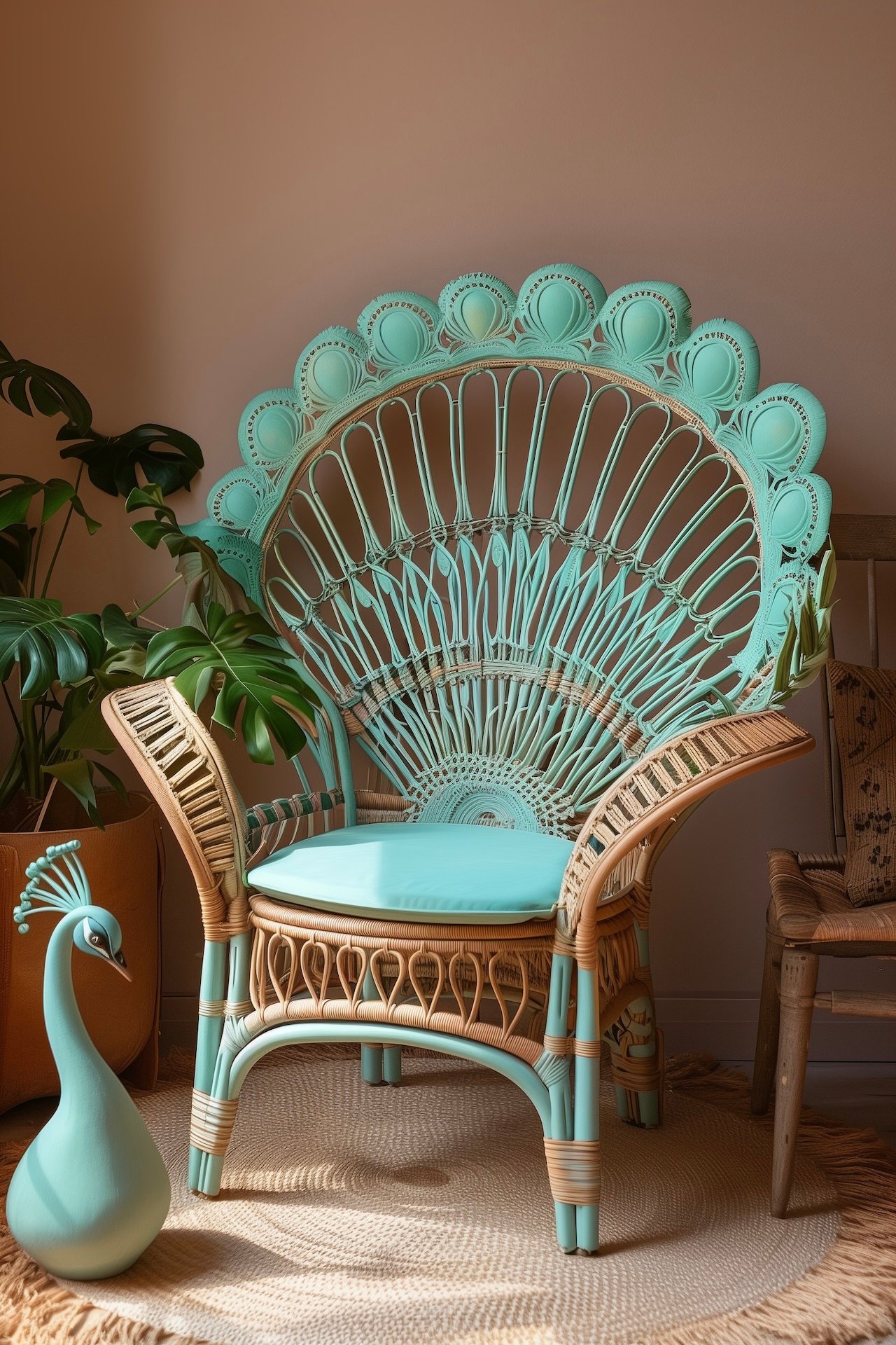 repeindre rotin fauteuil Emmanuelle mint