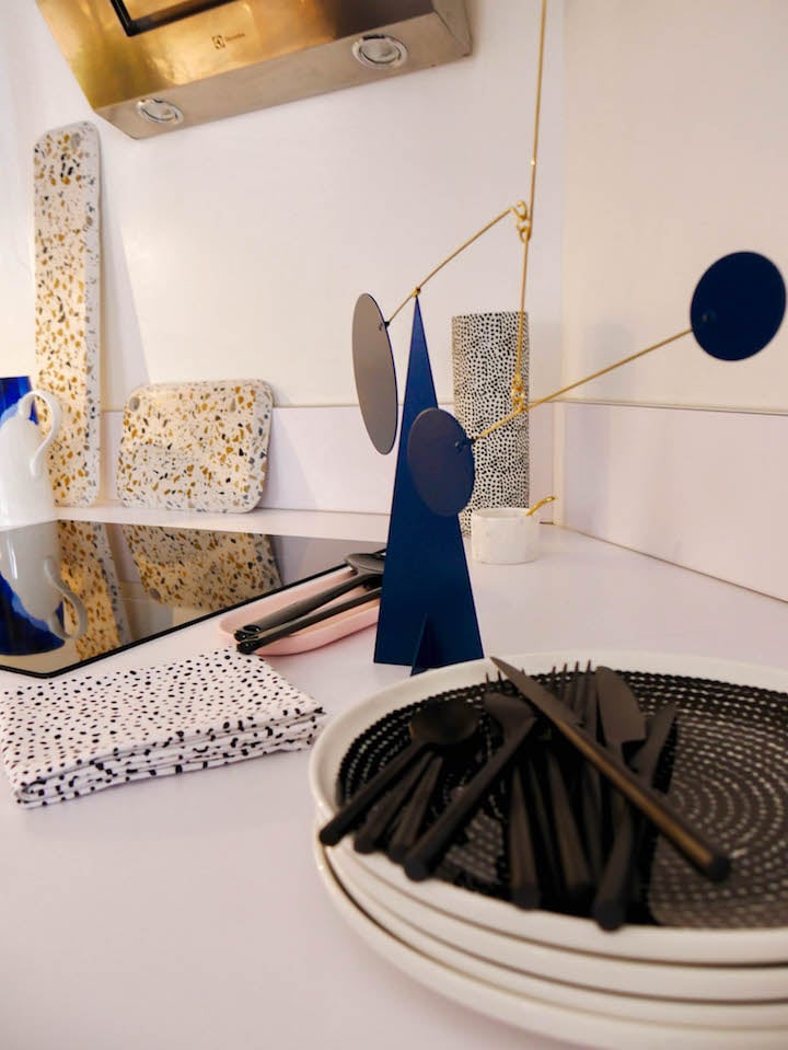 mobile sur pied decoration bleu canard cuisine