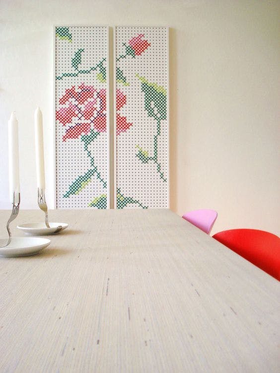 deco point de croix diy peg board decoration murale blog