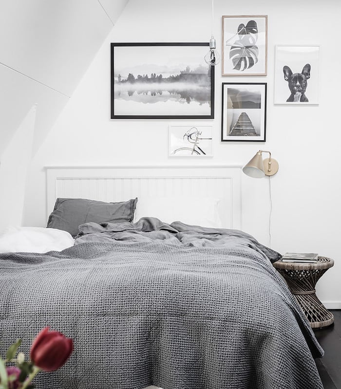 petit appartement blanc chambre gris