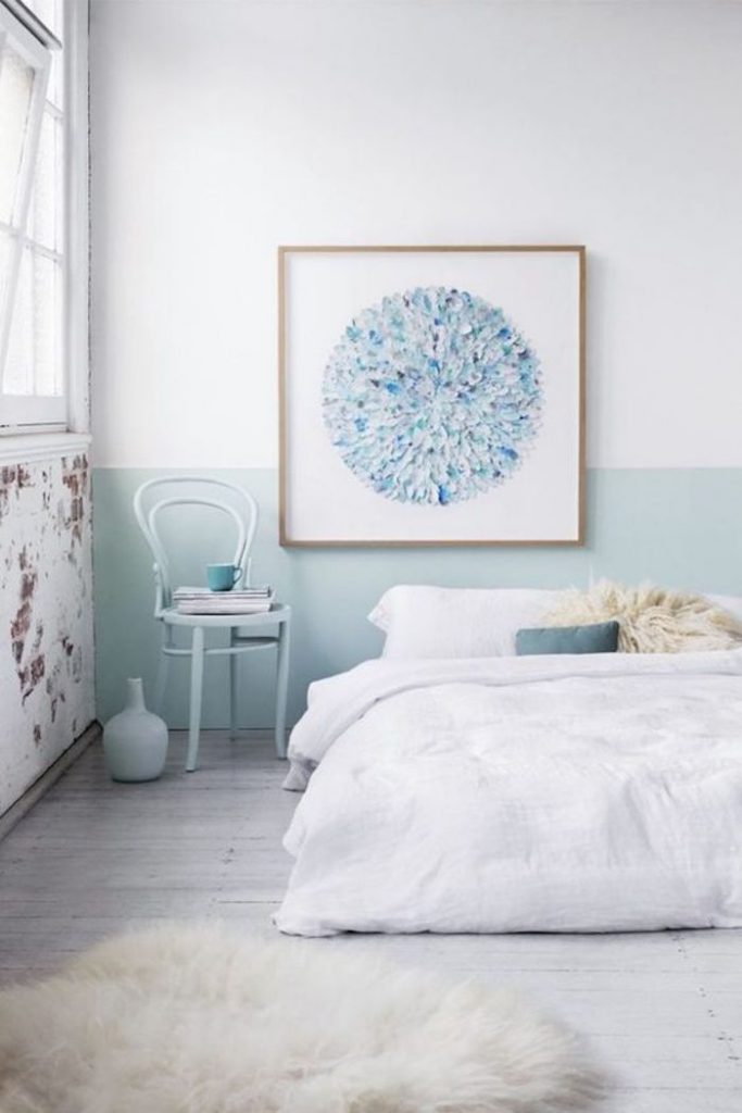 bleu glacier chambre adulte blanc lit