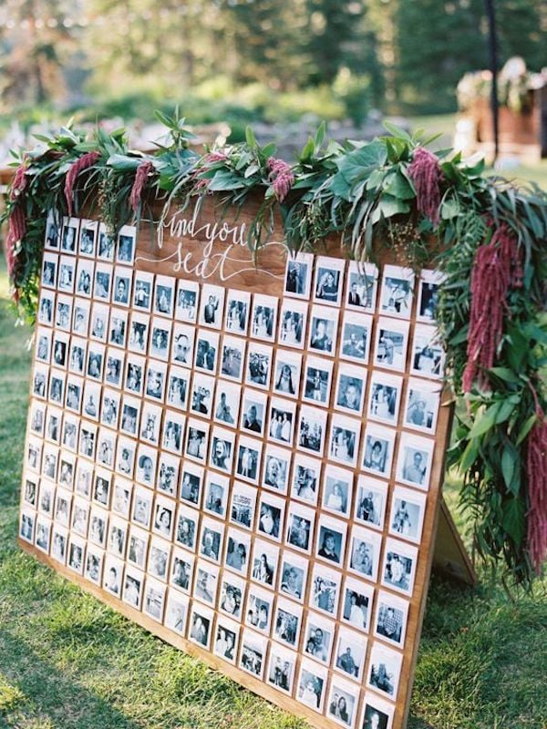 deco ceremonie laique photos polaroid nature planche en bois