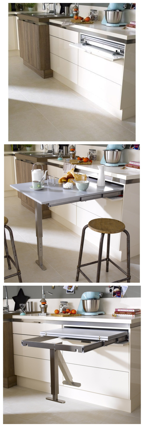 cusine demontable retractable table masque meuble petit dejeuner