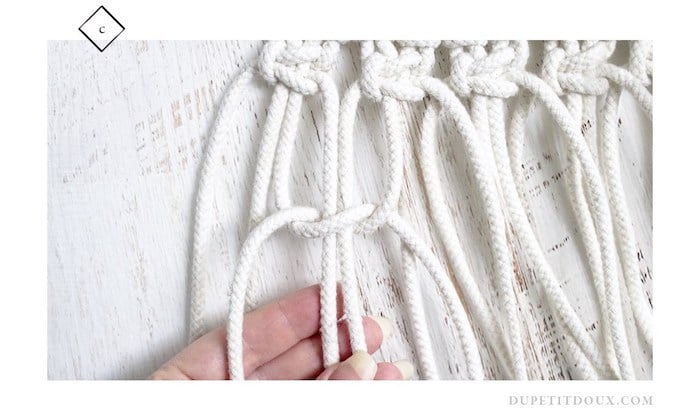 suspension macrame diy decoration noeud blanc corde