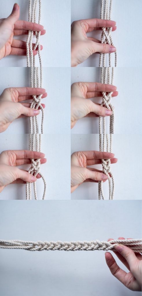 suspension macrame diy etapes pot fleurs suspendu tressage