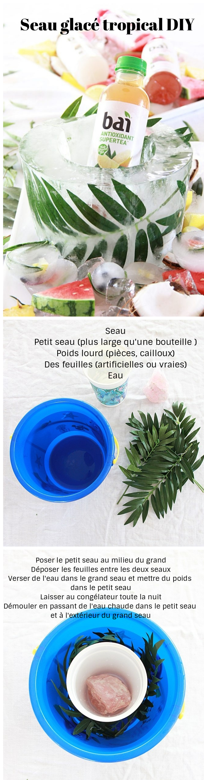 tendance tropicale diy seau champagne glace feuille deco mariage