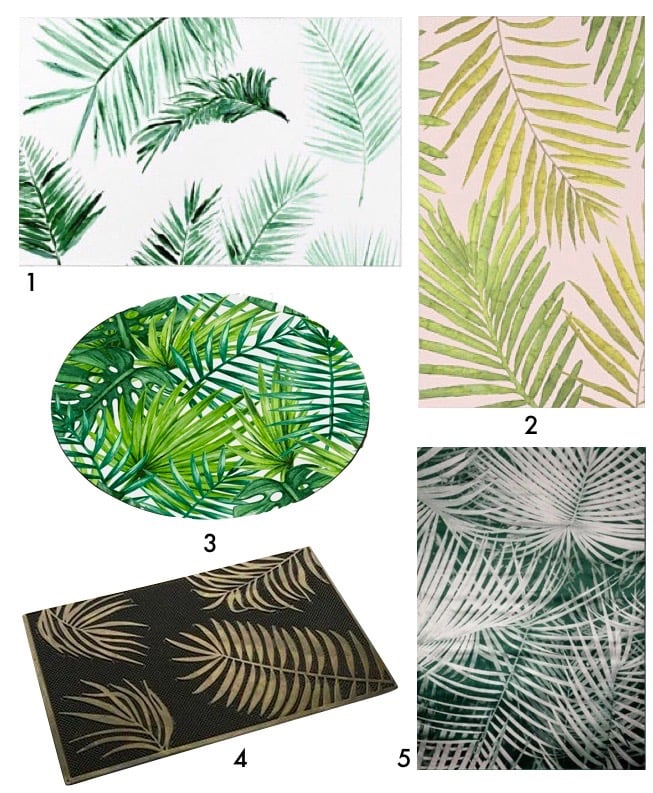 tapis feuille palmier paillasson vert blog deco clem around the corner