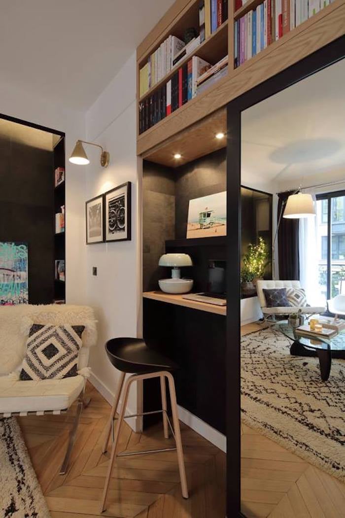 bureau cache appartement chic paris salon