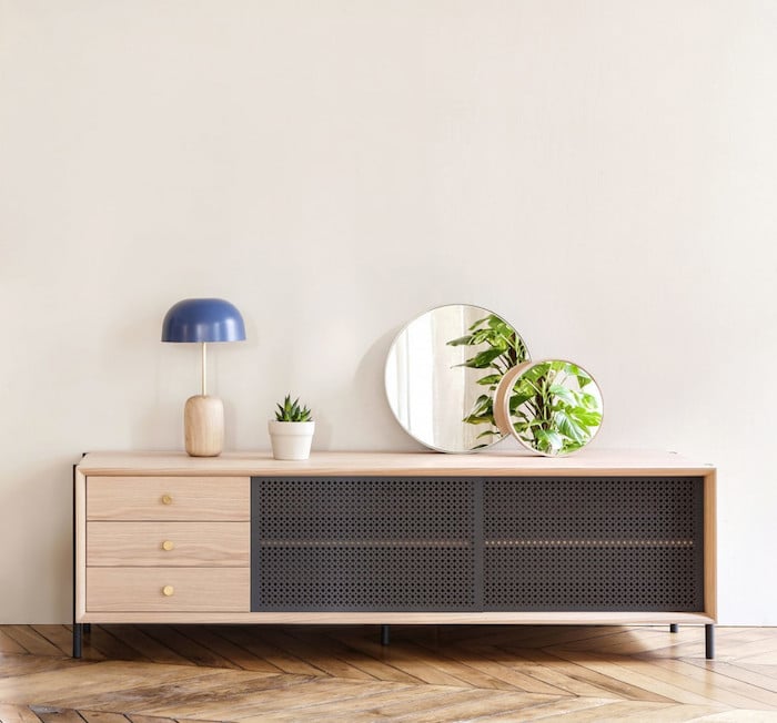 collection gabin buffet long mur bleu cannage joli miroir